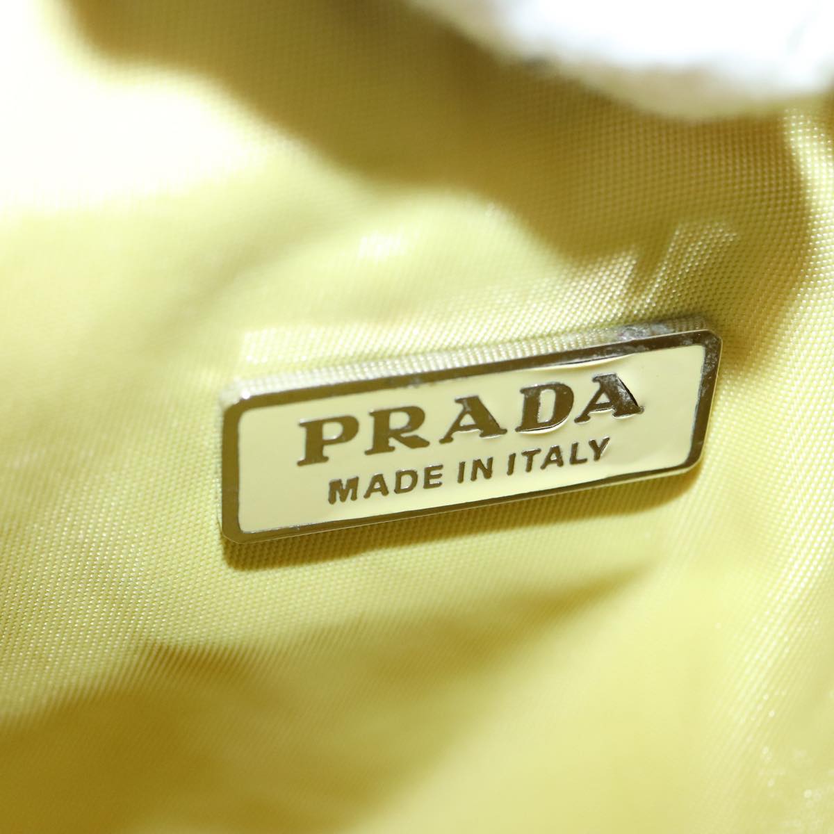 PRADA Hand Bag Nylon Yellow Silver Auth 85763