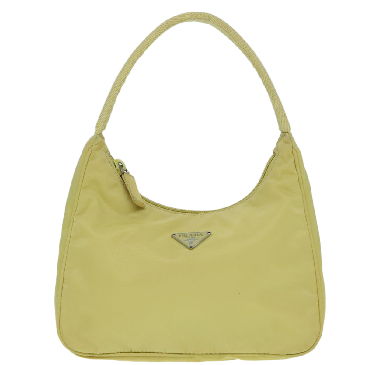 PRADA Hand Bag Nylon Yellow Silver Auth 85763