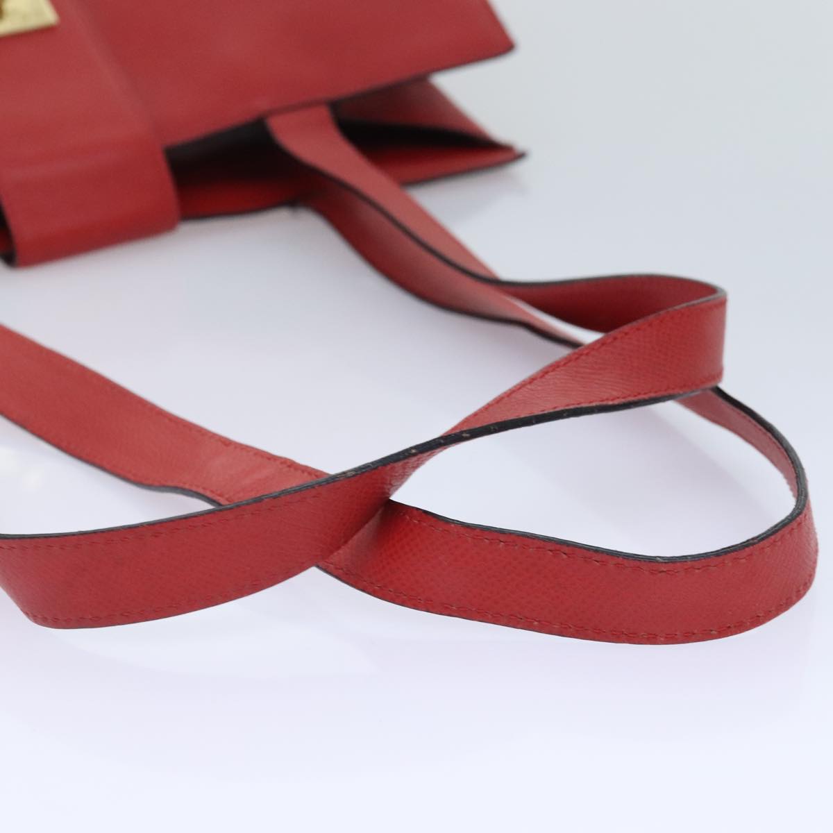 CELINE Tote Bag Leather Gold Red Auth 85782