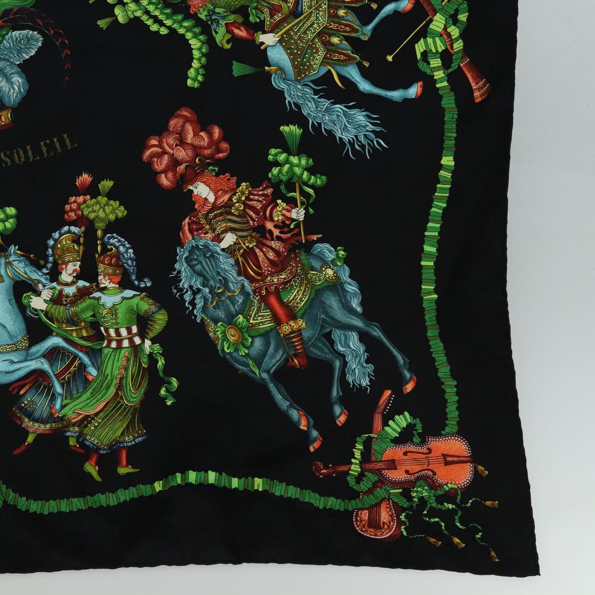 HERMES Carre 90 Scarf Silk Black Auth 85882