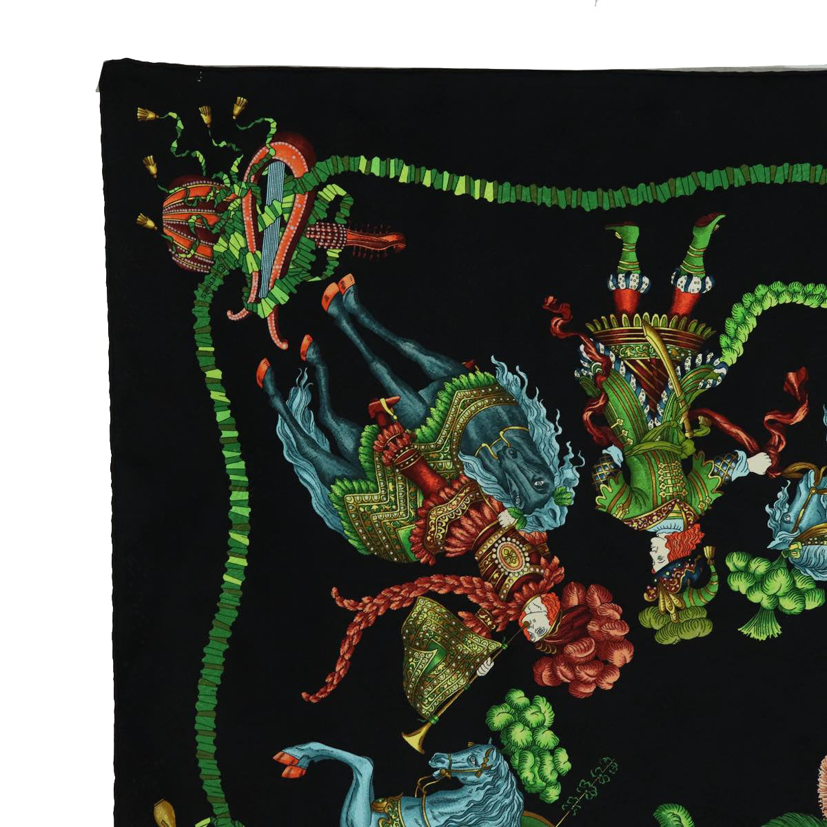 HERMES Carre 90 Scarf Silk Black Auth 85882