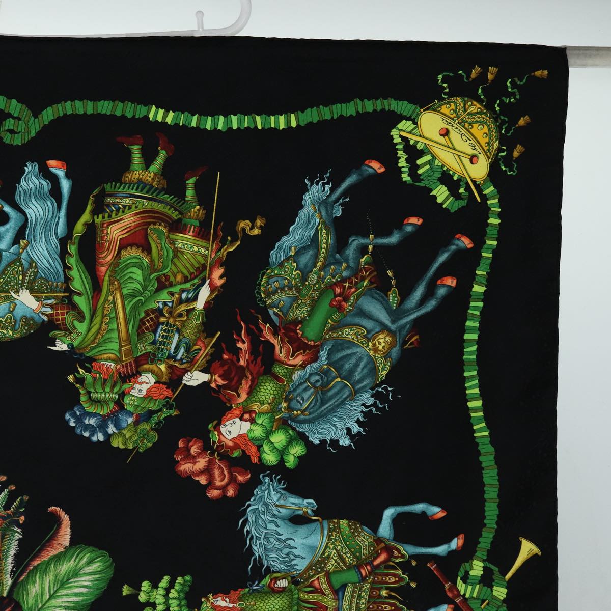 HERMES Carre 90 Scarf Silk Black Auth 85882