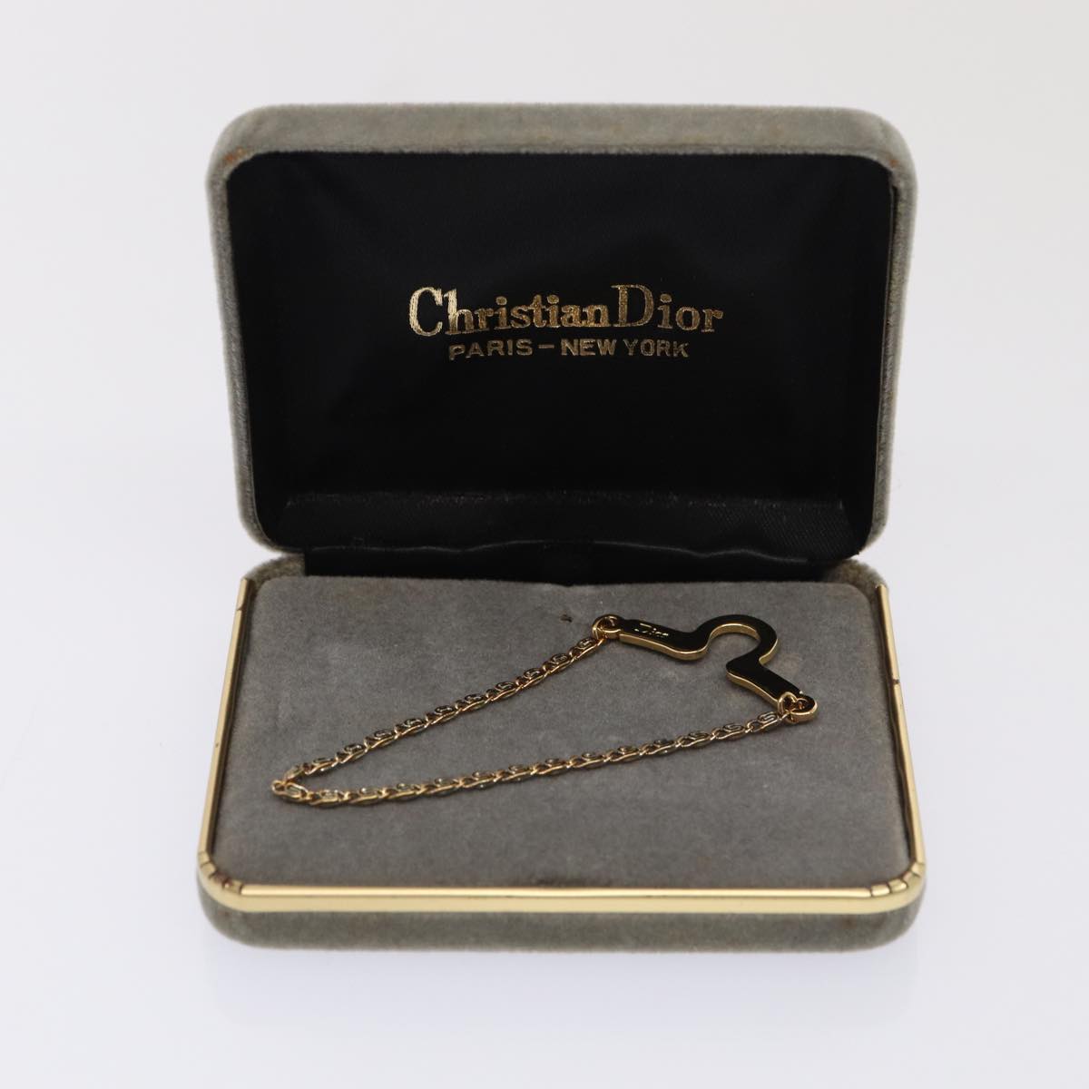 Christian Dior Necktie Chain metal Gold Tone Auth 85891