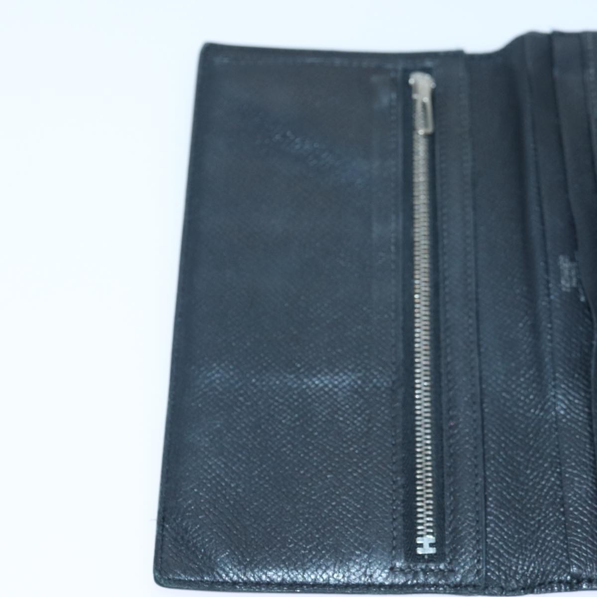 HERMES Long Wallet Leather Black Auth 85899