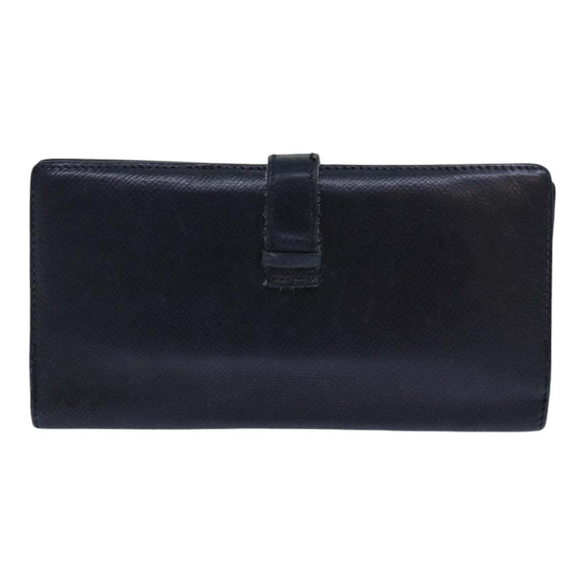 HERMES Long Wallet Leather Black Auth 85899