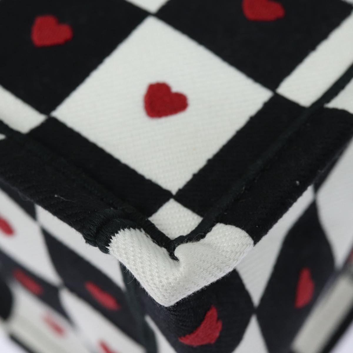 Christian Dior Dior Amour Book Tote Tote Bag Canvas Black White Auth 85927AM