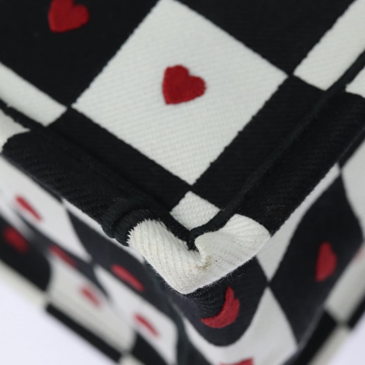 Christian Dior Dior Amour Book Tote Tote Bag Canvas Black White Auth 85927AM