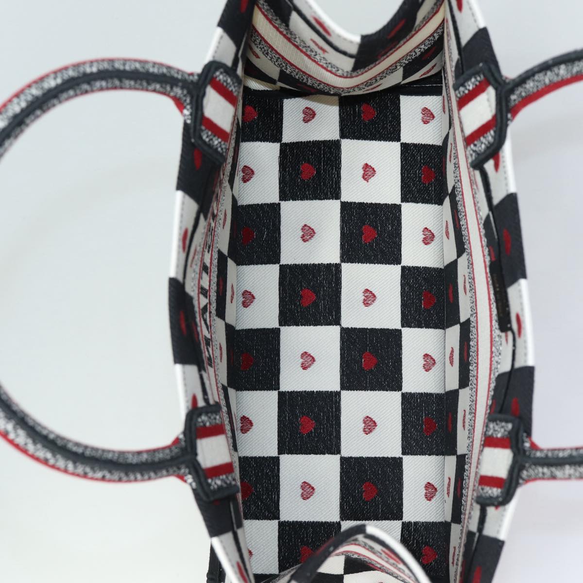 Christian Dior Dior Amour Book Tote Tote Bag Canvas Black White Auth 85927AM