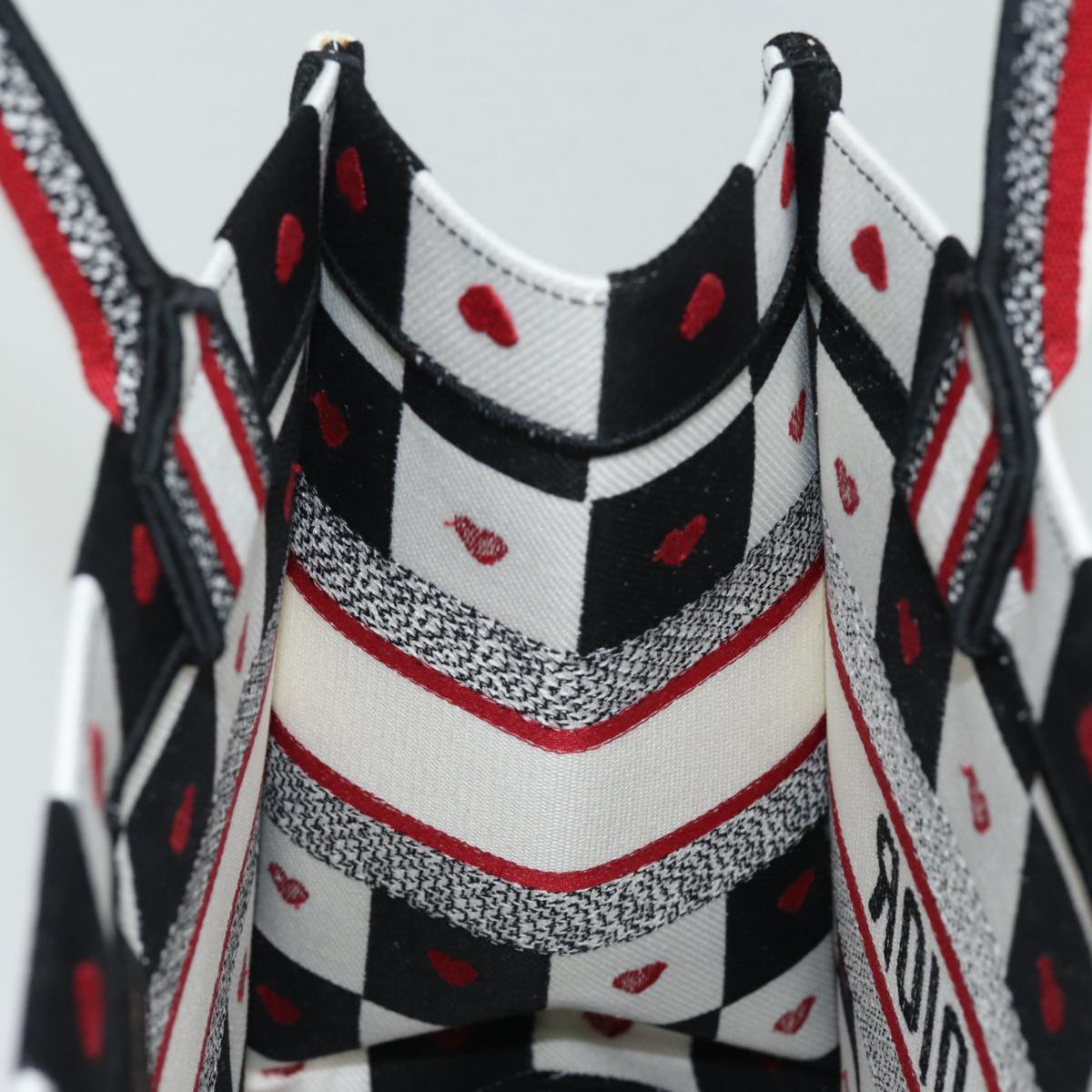 Christian Dior Dior Amour Book Tote Tote Bag Canvas Black White Auth 85927AM