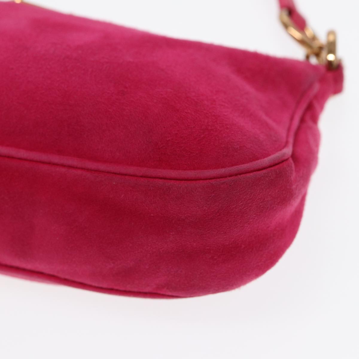 PRADA Pouch Suede Pink Gold Auth 86014