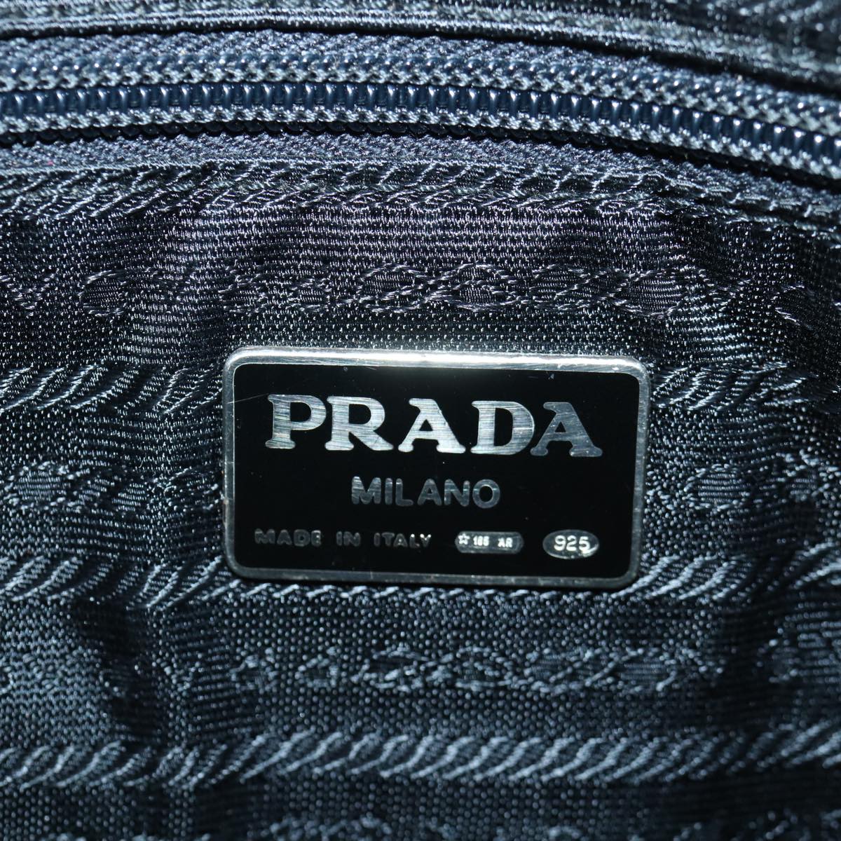 PRADA Hand Bag Leather Black Gold Auth 86015