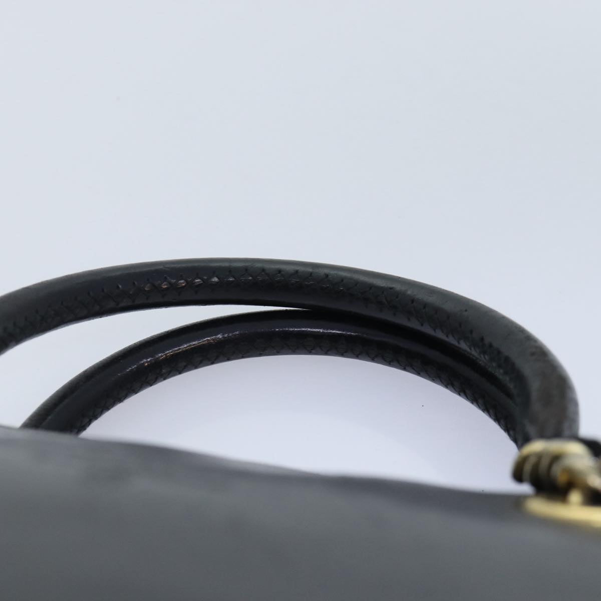 PRADA Hand Bag Leather Black Gold Auth 86015