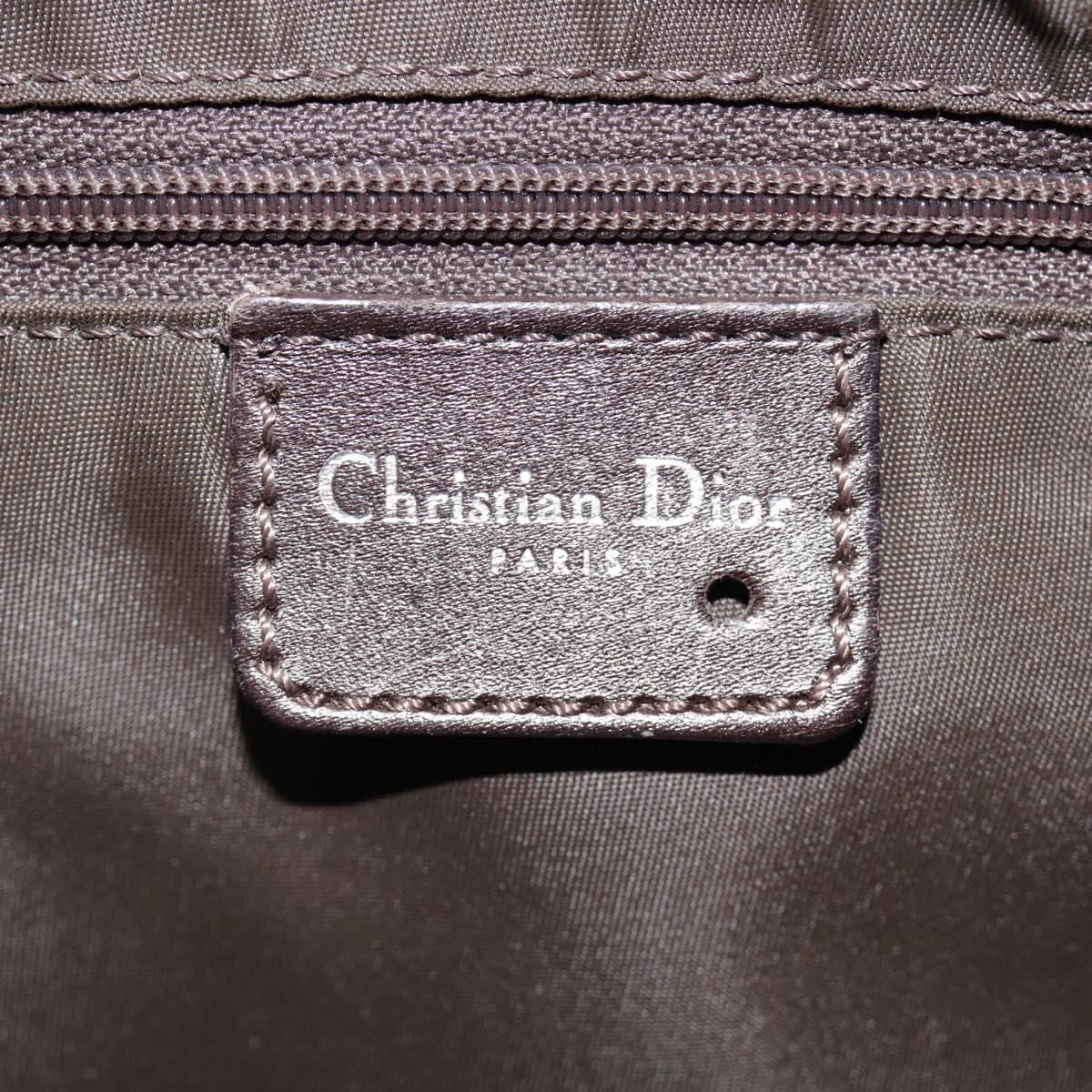 Christian Dior Trotter Romantic Hand Bag PVC Leather Brown Silver Auth 86016