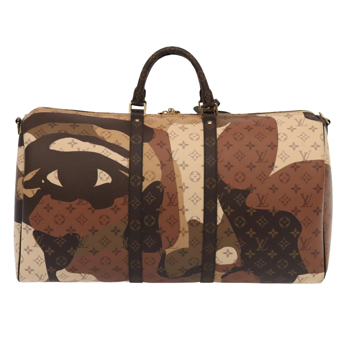 LOUIS VUITTON LV Portrait Keepall Bandouliere 55 Bag Brown M46677 Auth 86022SM