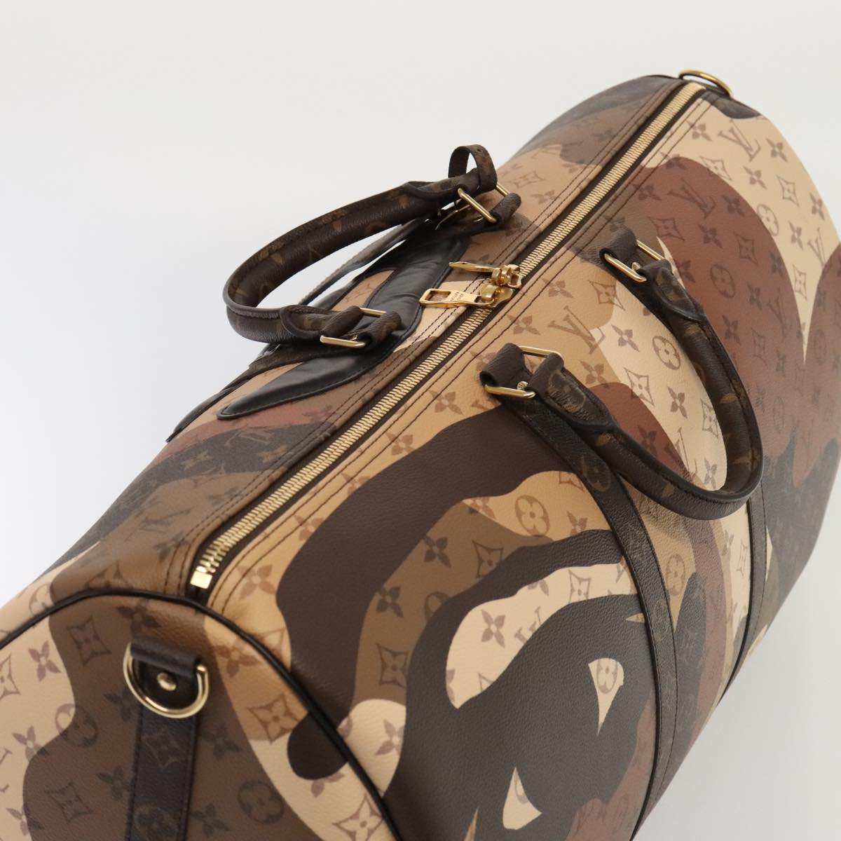 LOUIS VUITTON LV Portrait Keepall Bandouliere 55 Bag Brown M46677 Auth 86022S