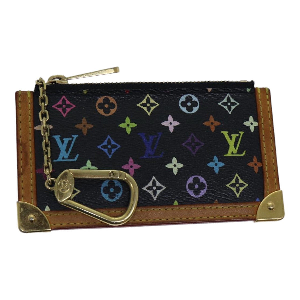 LOUIS VUITTON Monogram Multicolor Pochette Cles Purse Black M92654 LV Auth 86029