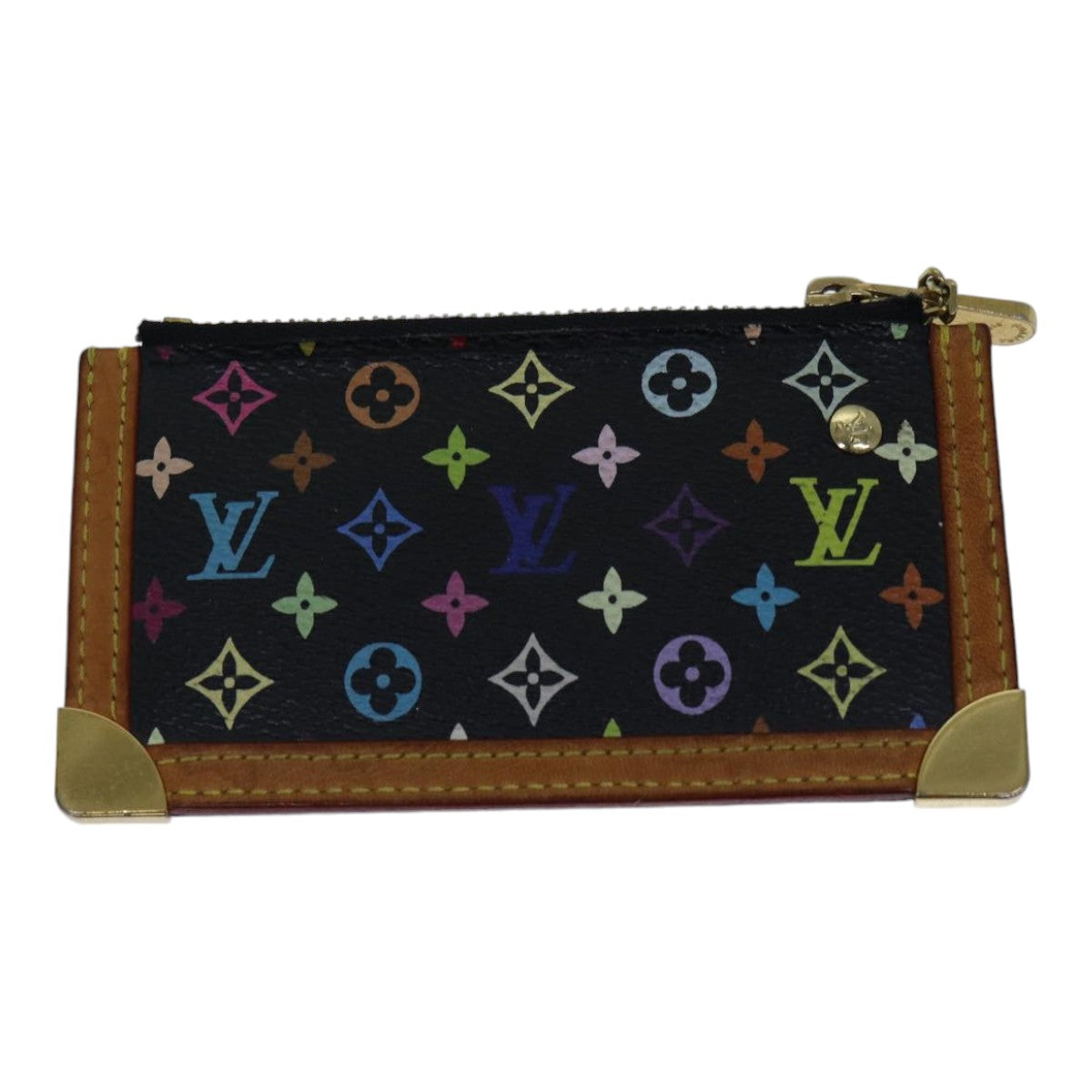 LOUIS VUITTON Monogram Multicolor Pochette Cles Purse Black M92654 LV Auth 86029