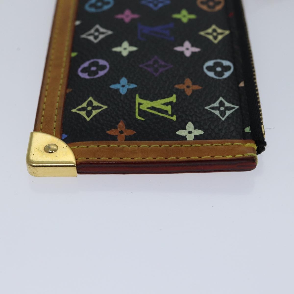 LOUIS VUITTON Monogram Multicolor Pochette Cles Purse Black M92654 LV Auth 86029