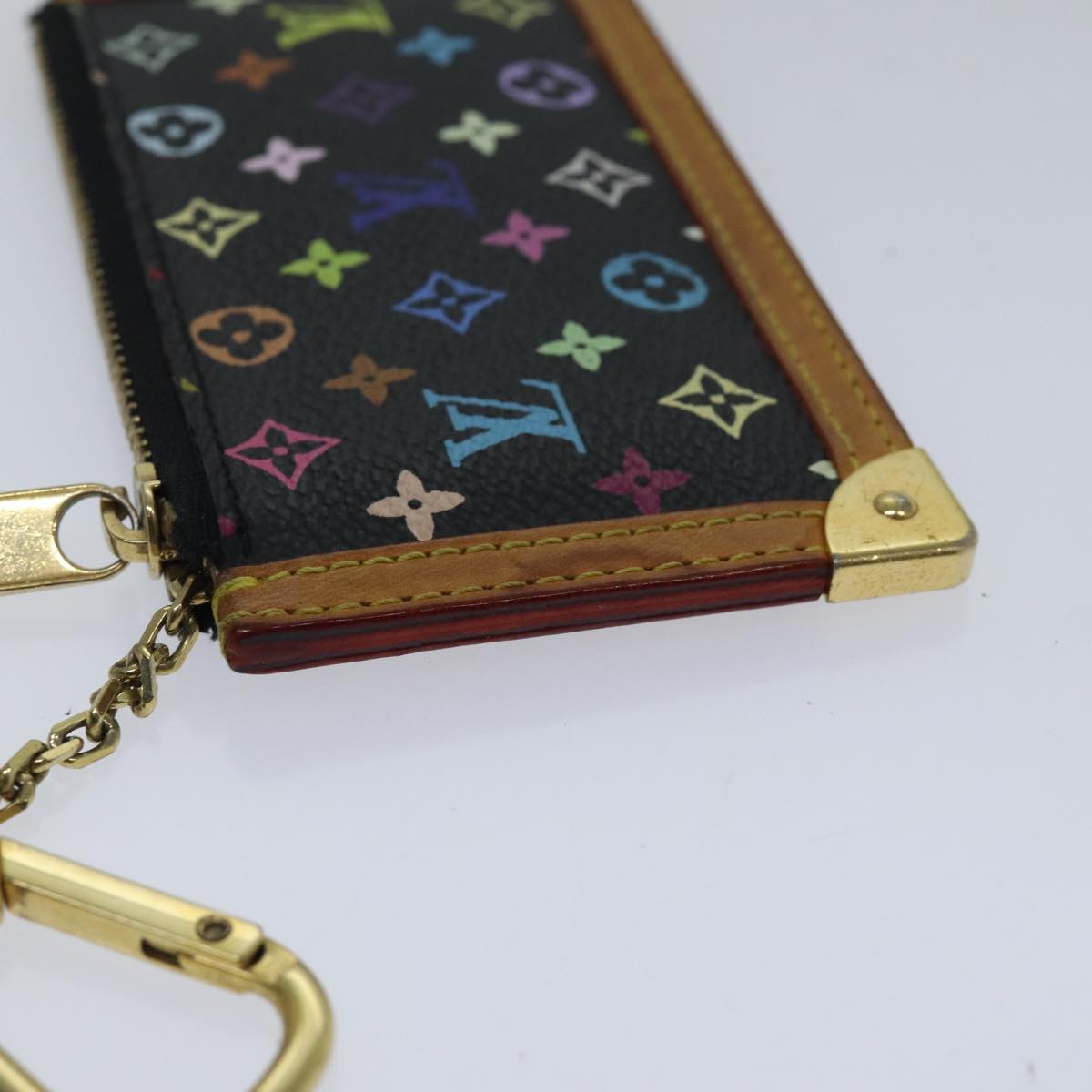 LOUIS VUITTON Monogram Multicolor Pochette Cles Purse Black M92654 LV Auth 86029