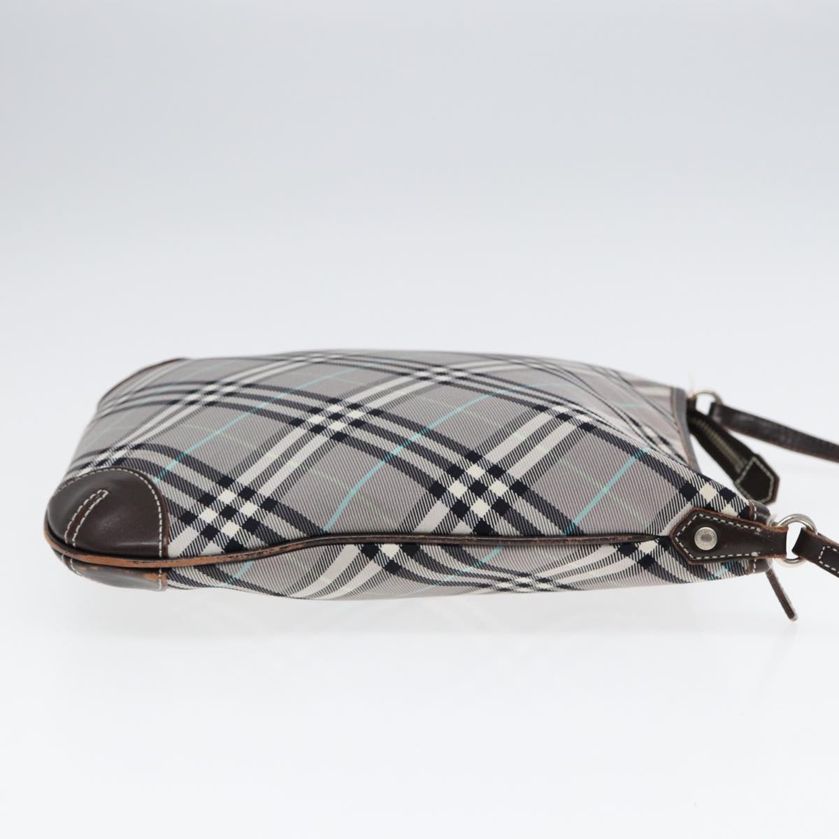 BURBERRY Nova Check Shoulder Bag Canvas Gray Silver Auth 86049