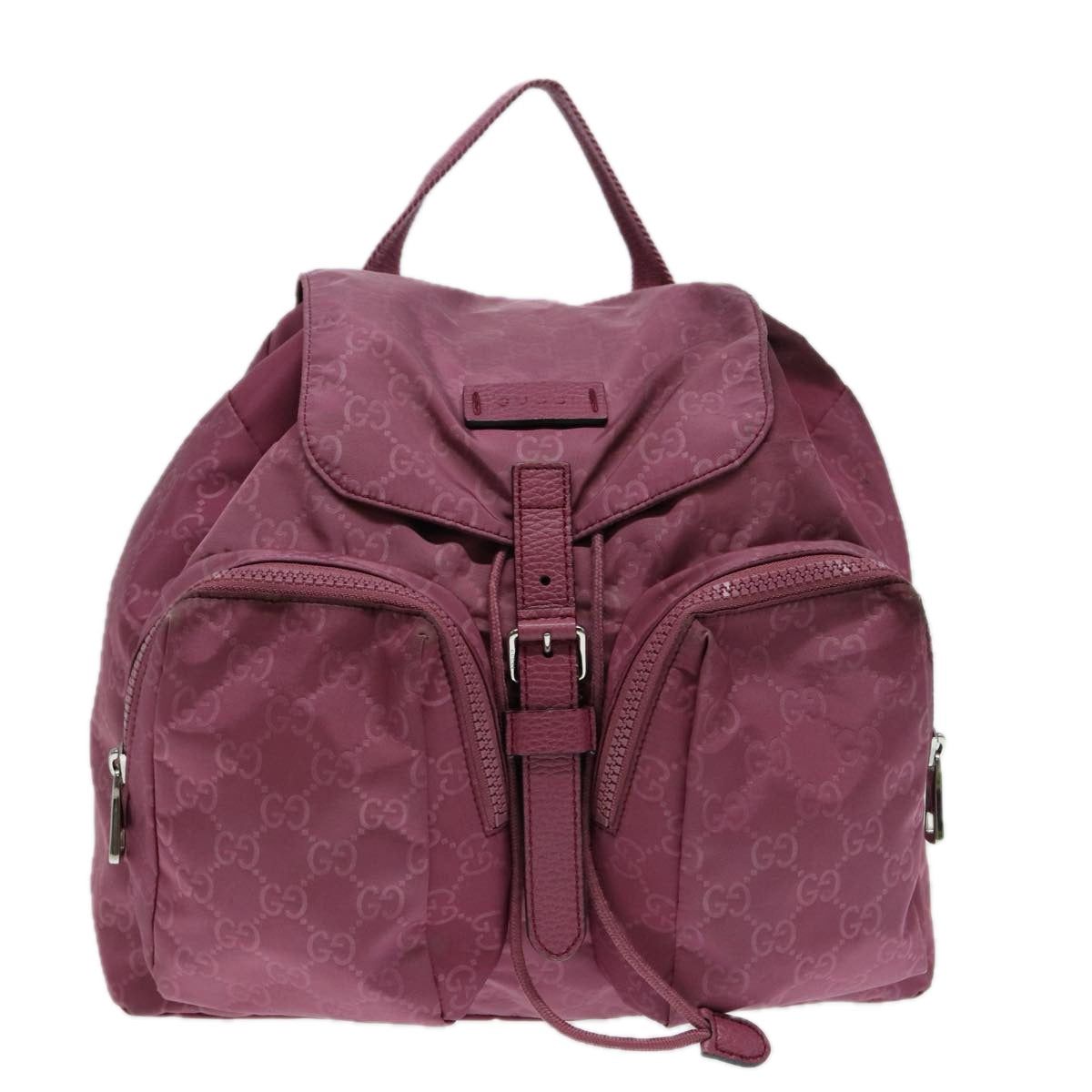 GUCCI GG Canvas Backpack Nylon Purple Silver 406361 Auth 86158