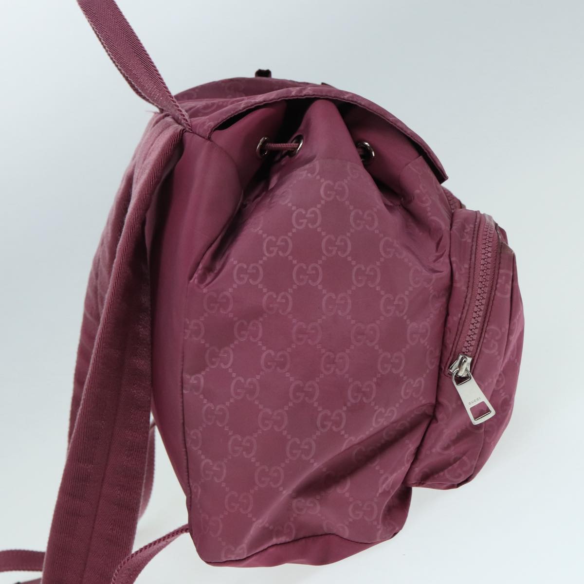 GUCCI GG Canvas Backpack Nylon Purple Silver 406361 Auth 86158