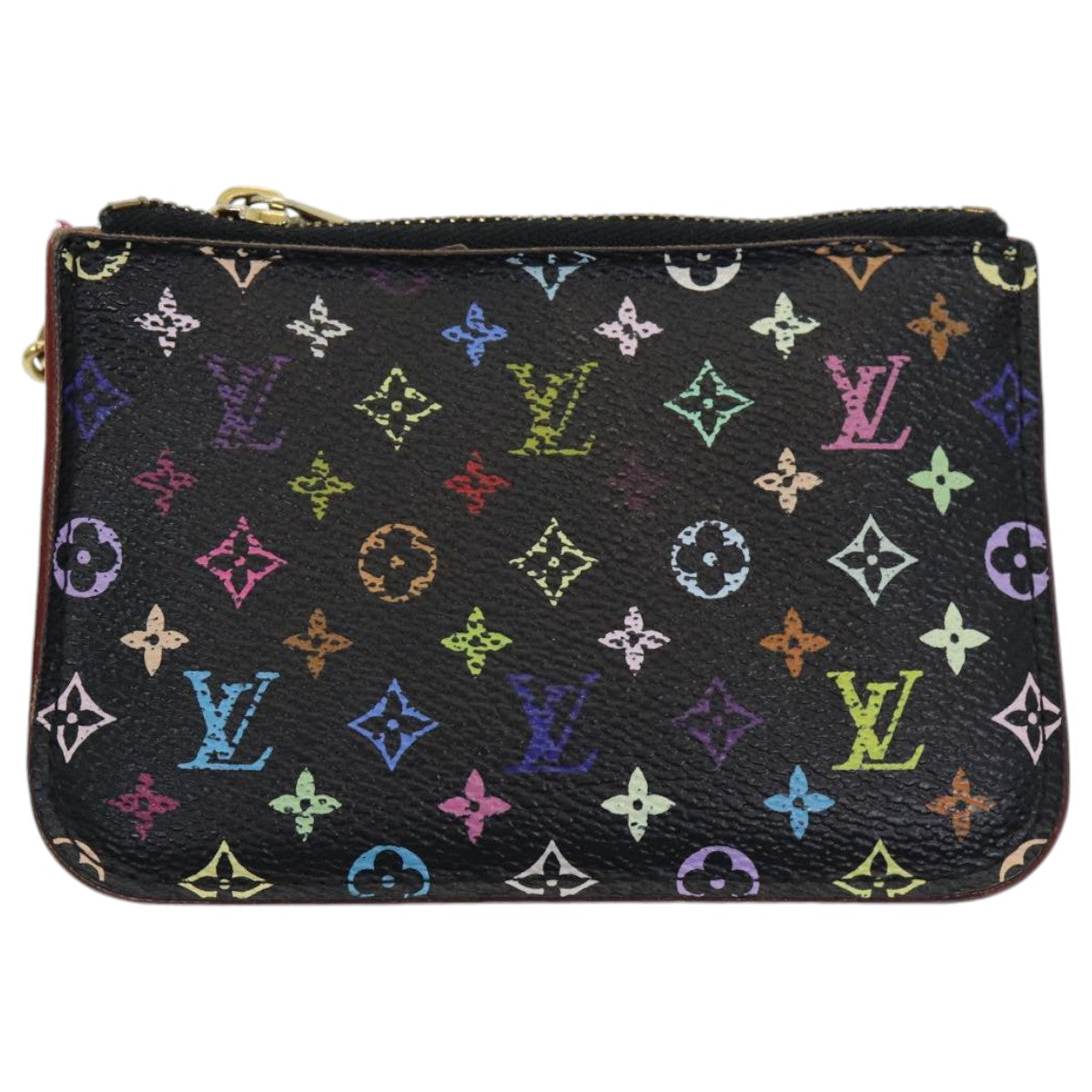 LOUIS VUITTON Multicolor Pochette ClesNM Coin Purse Black M60279 LV Auth 86296