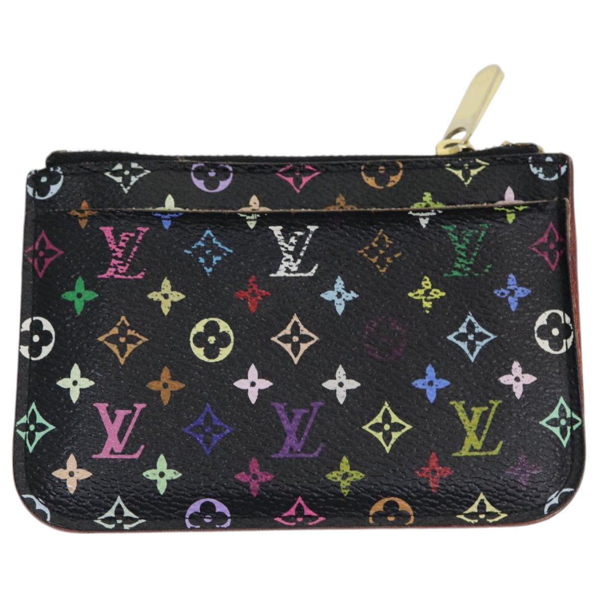 LOUIS VUITTON Multicolor Pochette ClesNM Coin Purse Black M60279 LV Auth 86296