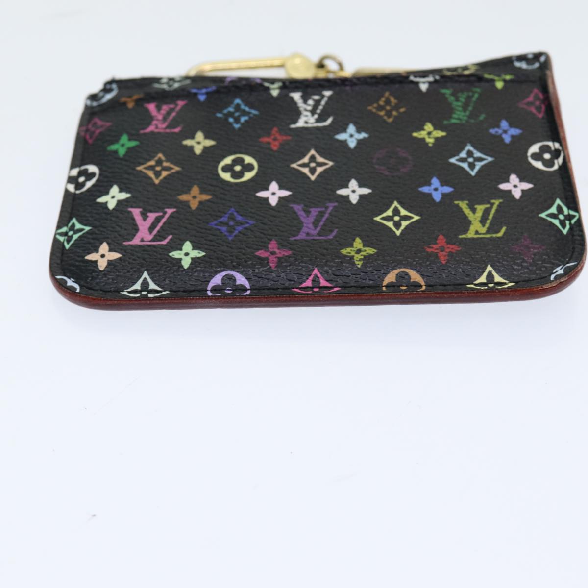 LOUIS VUITTON Multicolor Pochette ClesNM Coin Purse Black M60279 LV Auth 86296