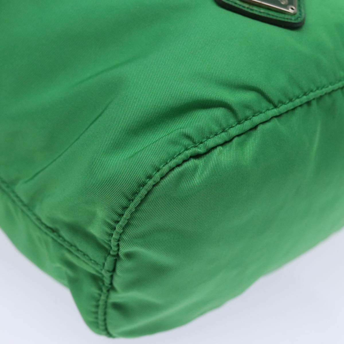 PRADA Drawstring Pouch Nylon Green Silver Auth 86300V