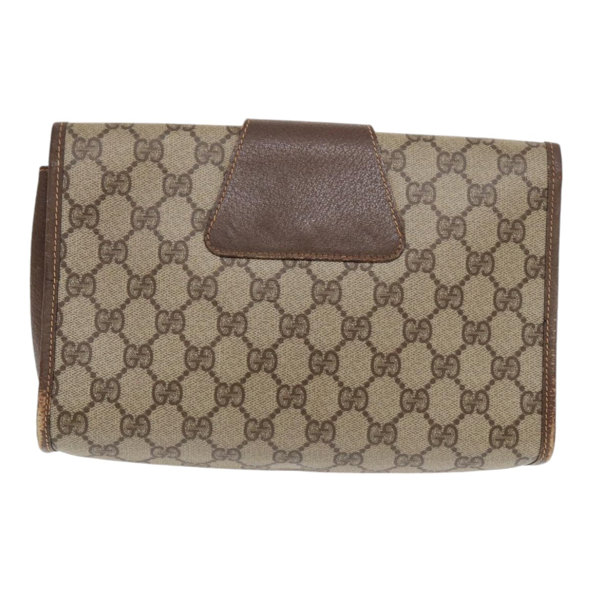 GUCCI GG Supreme Web Sherry Line Clutch Bag PVC Beige Red 89 01 030 Auth 86403