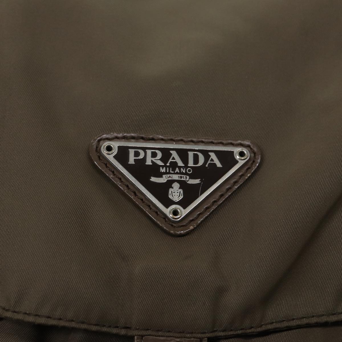 PRADA Backpack Nylon Brown Silver Auth 86442