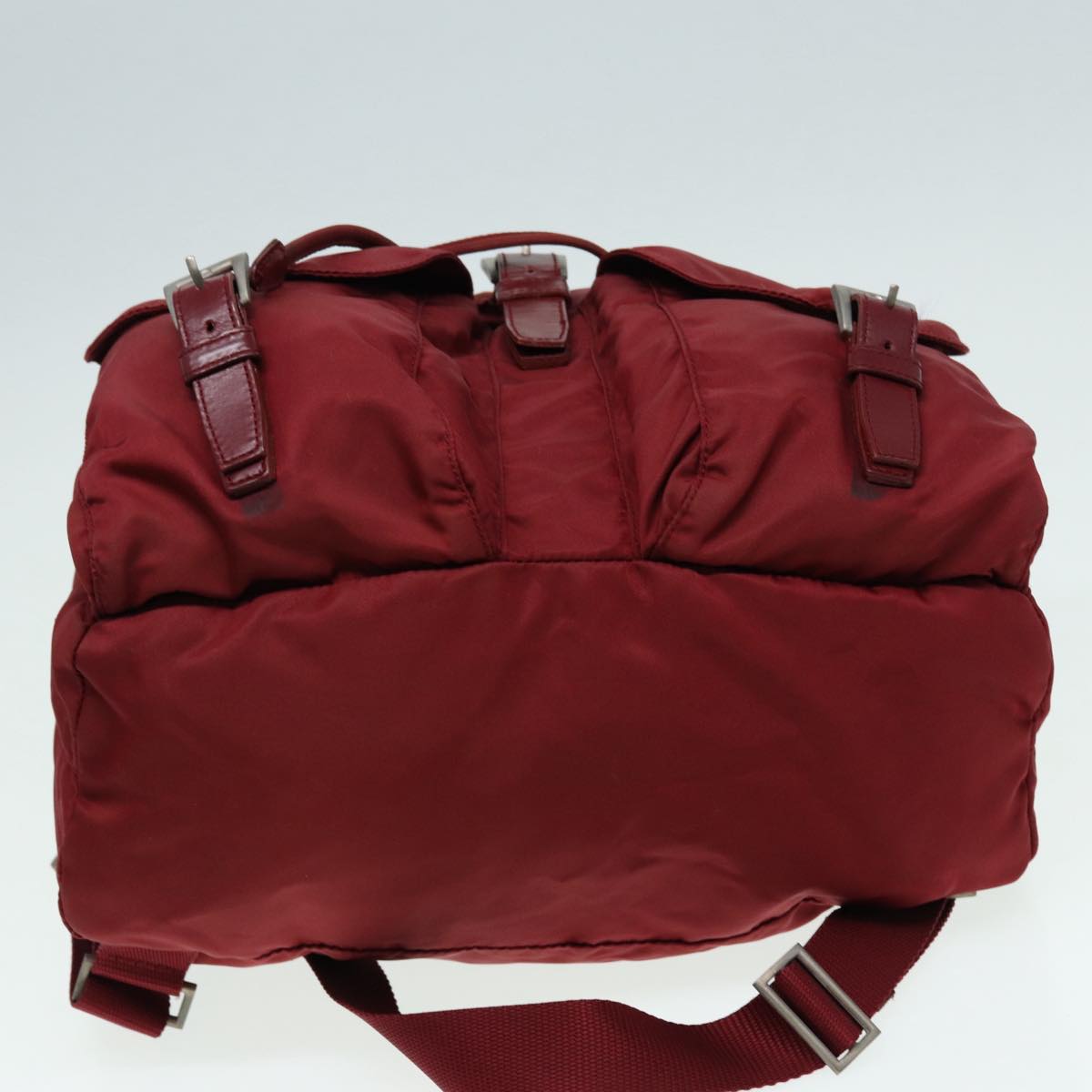 PRADA Backpack Nylon Red Silver Auth 86450