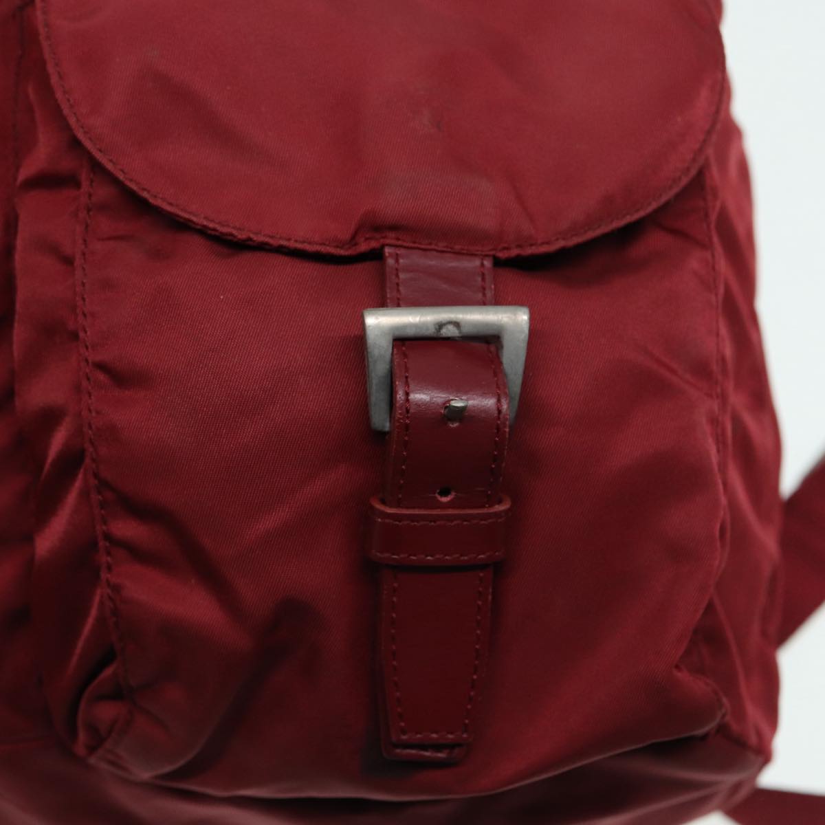 PRADA Backpack Nylon Red Silver Auth 86450