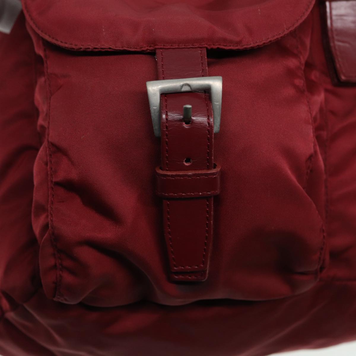 PRADA Backpack Nylon Red Silver Auth 86450