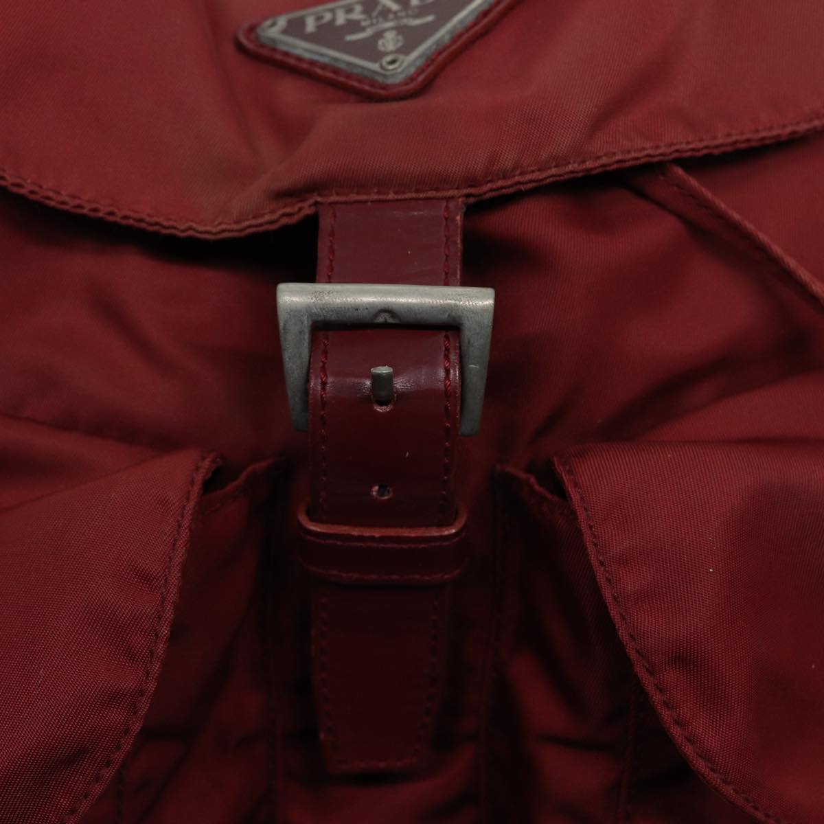 PRADA Backpack Nylon Red Silver Auth 86450