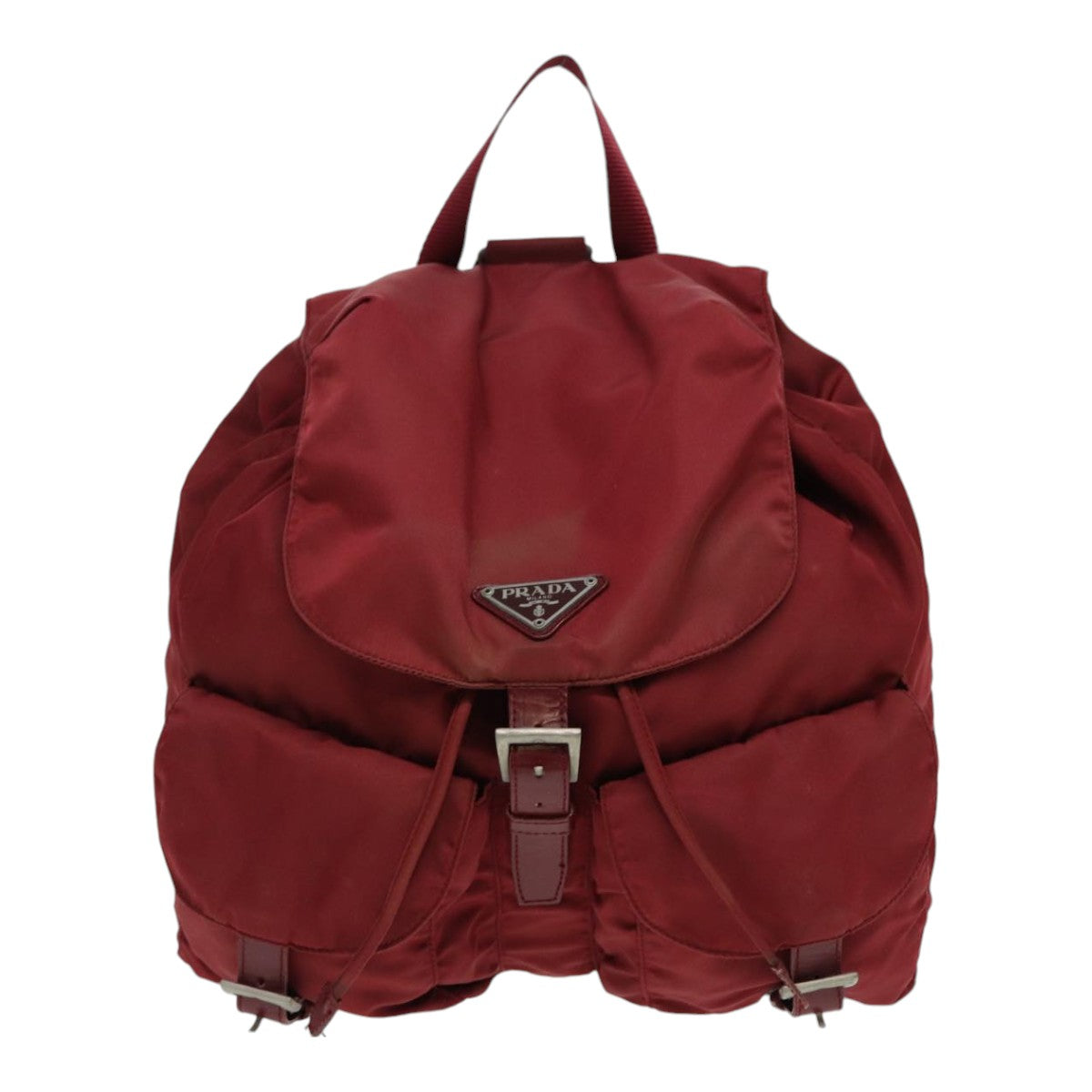 PRADA Backpack Nylon Red Silver Auth 86450