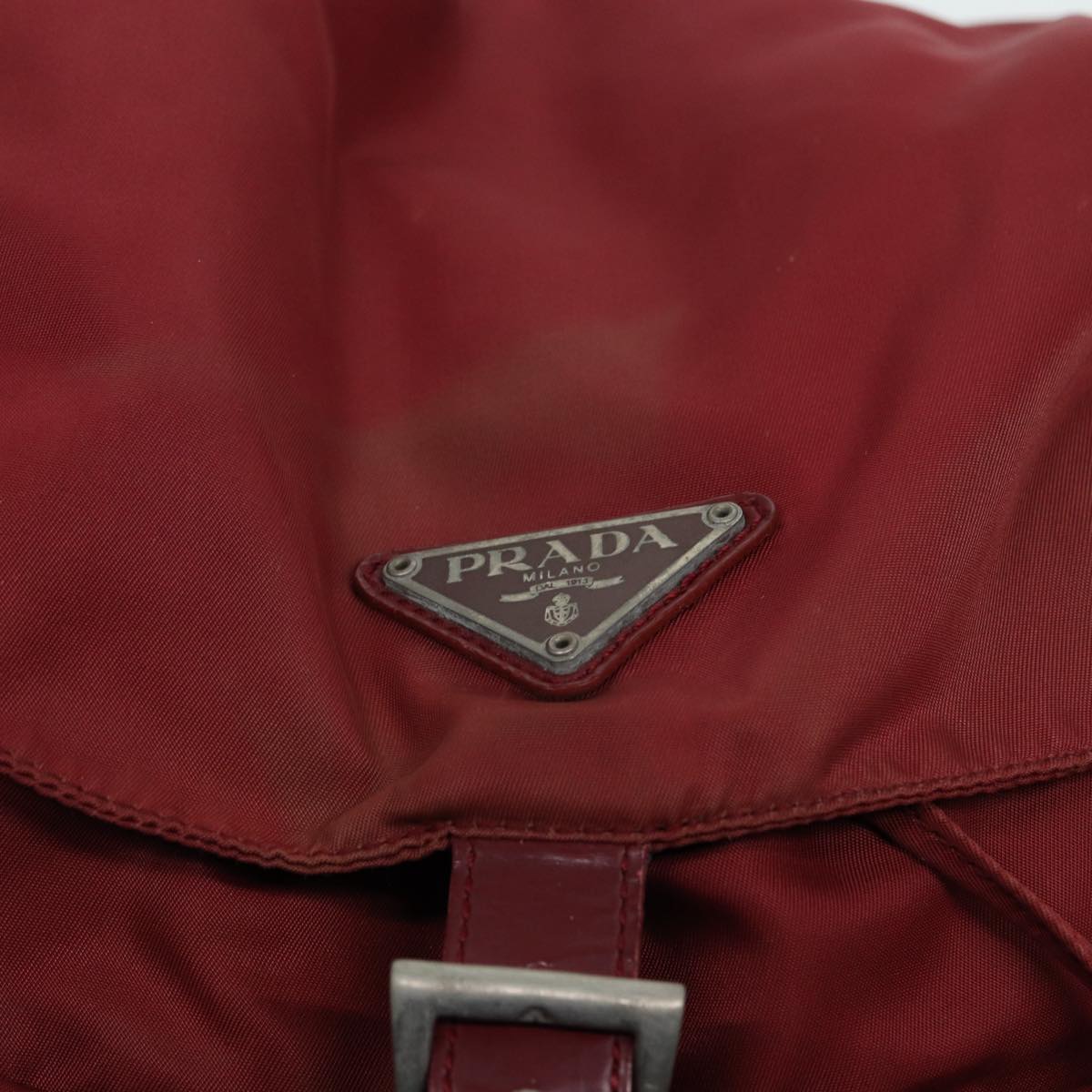 PRADA Backpack Nylon Red Silver Auth 86450