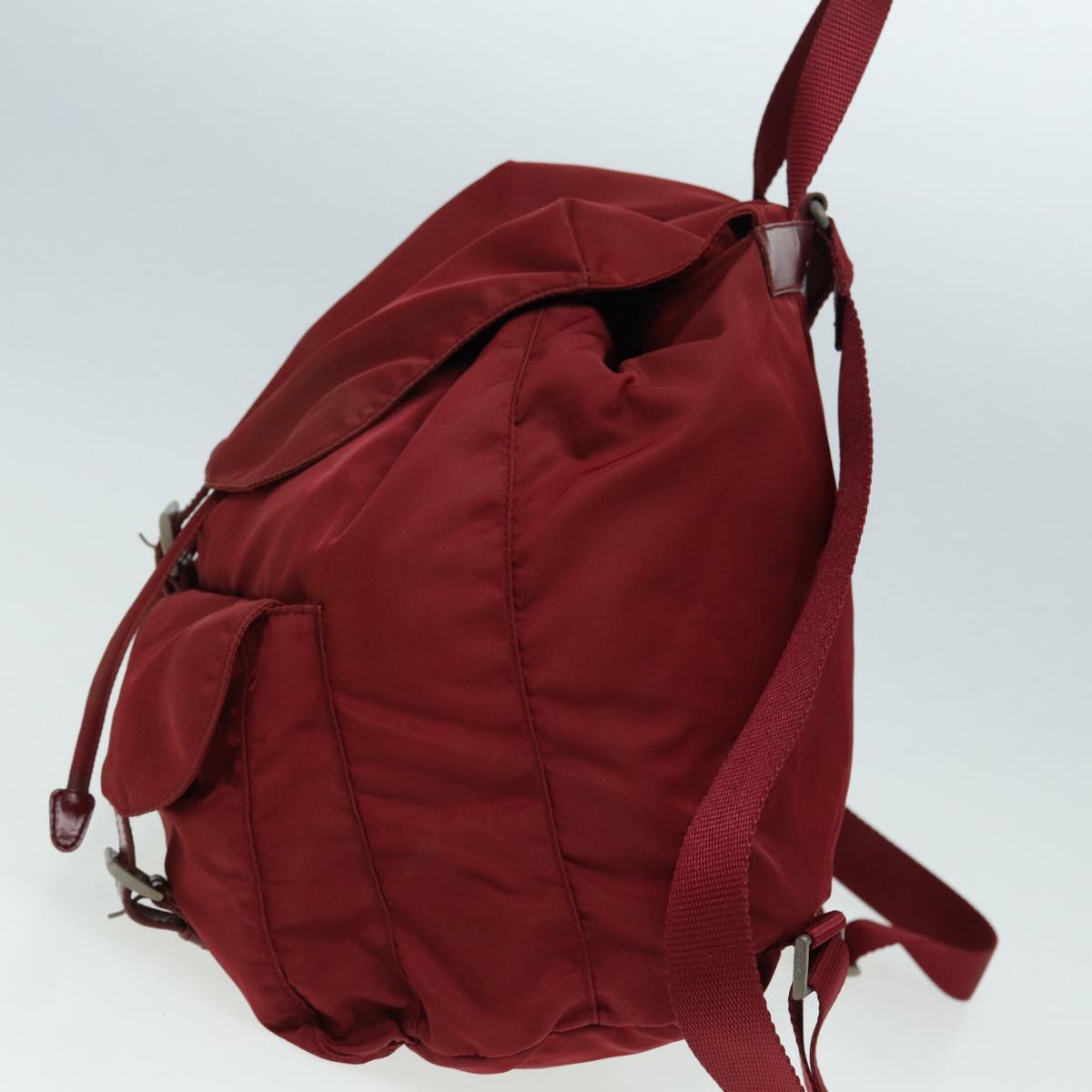 PRADA Backpack Nylon Red Silver Auth 86450