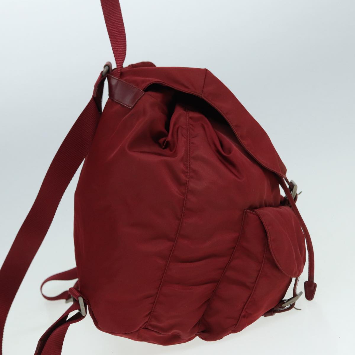 PRADA Backpack Nylon Red Silver Auth 86450