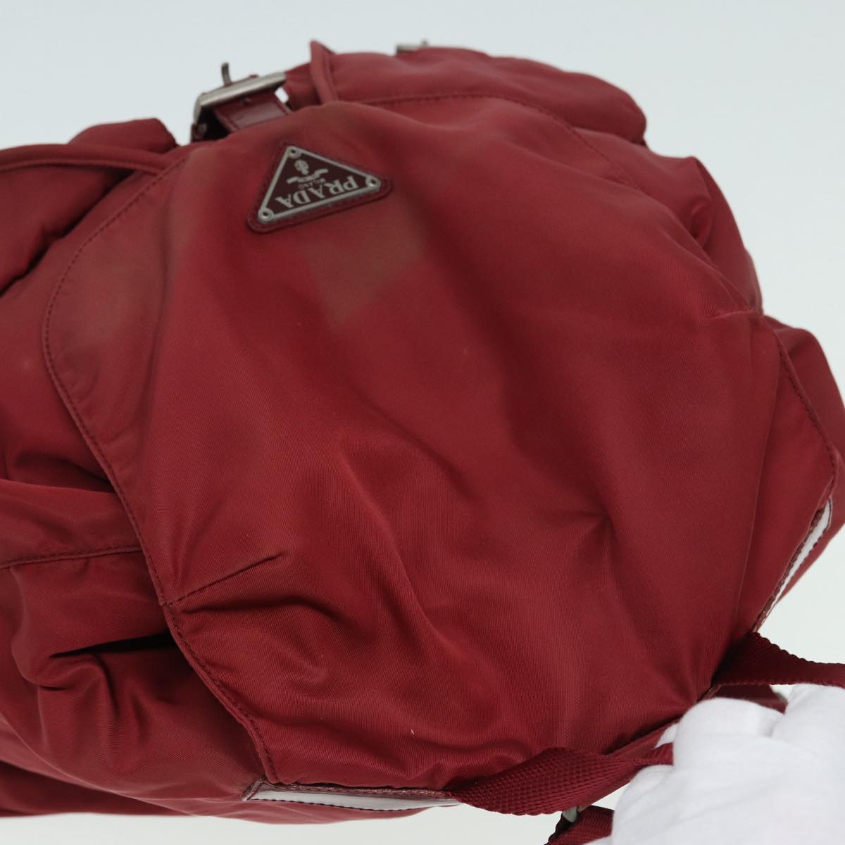 PRADA Backpack Nylon Red Silver Auth 86450