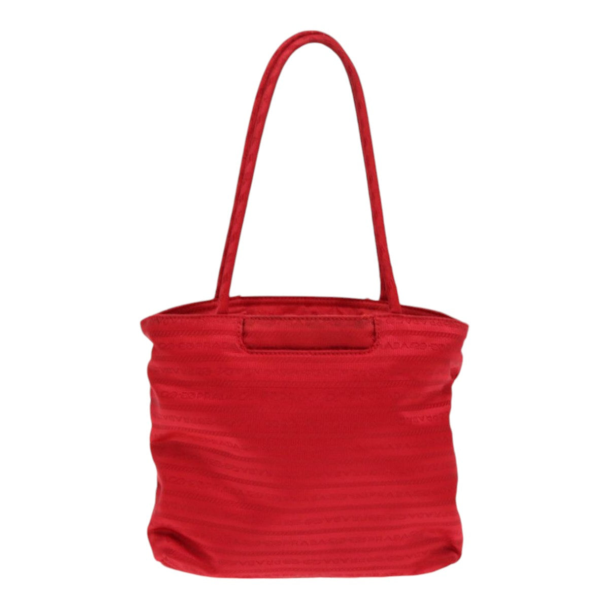 PRADA Hand Bag Nylon Red Silver Auth 86562