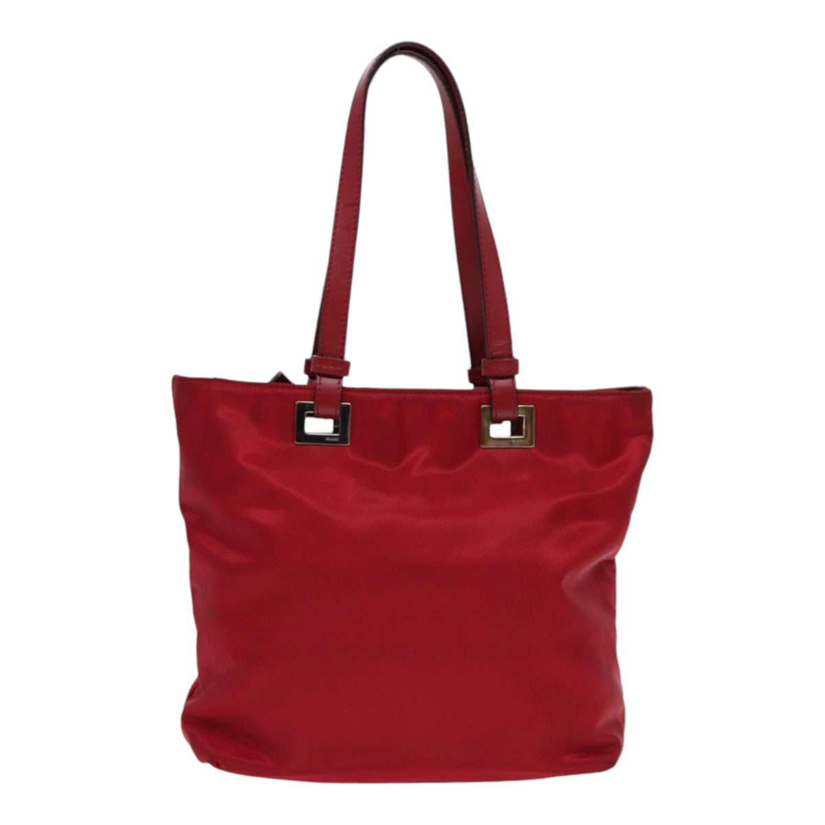 PRADA Hand Bag Nylon Red Silver Auth 86563