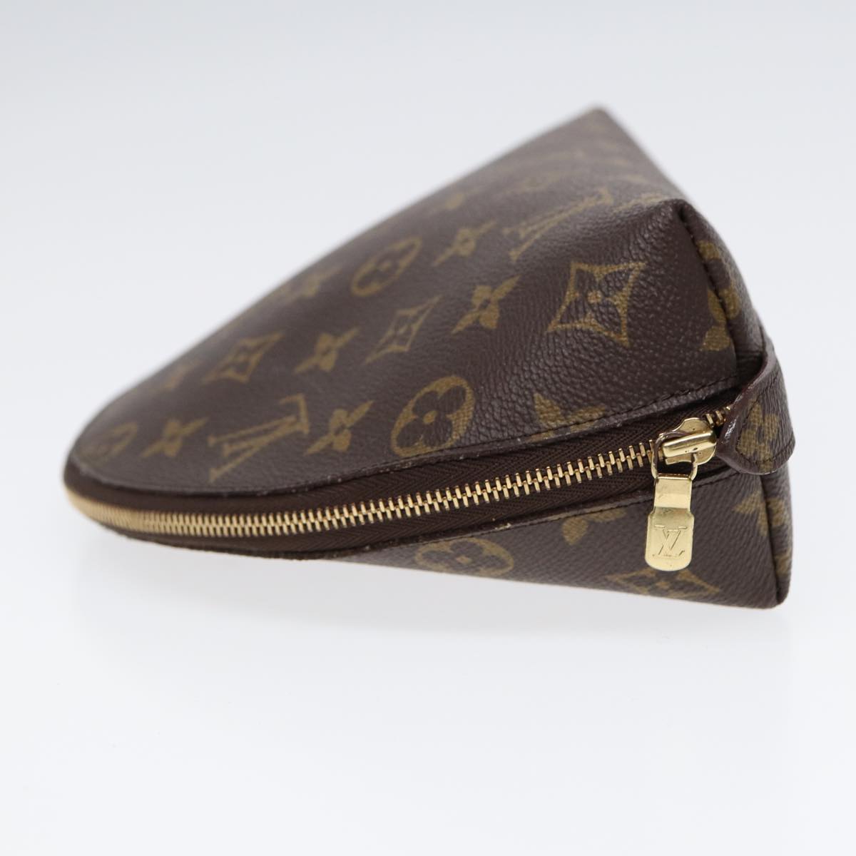 LOUIS VUITTON Monogram Trousse Demi Ronde Cosmetic Pouch M47520 LV Auth 86597
