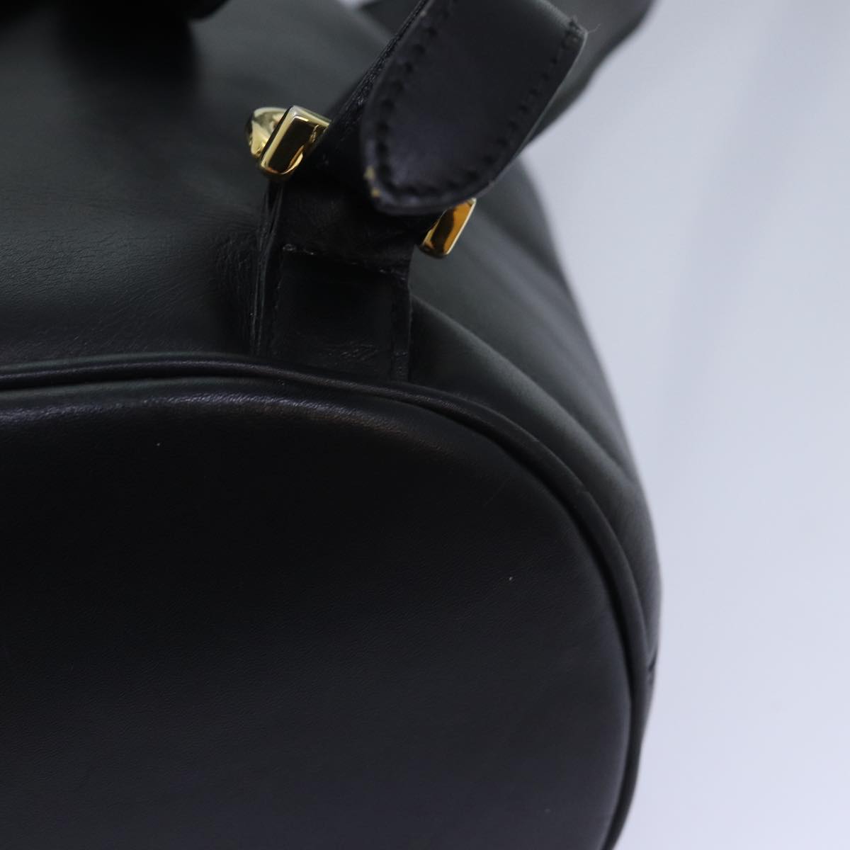 Salvatore Ferragamo Backpack Leather Black Gold Auth 86612