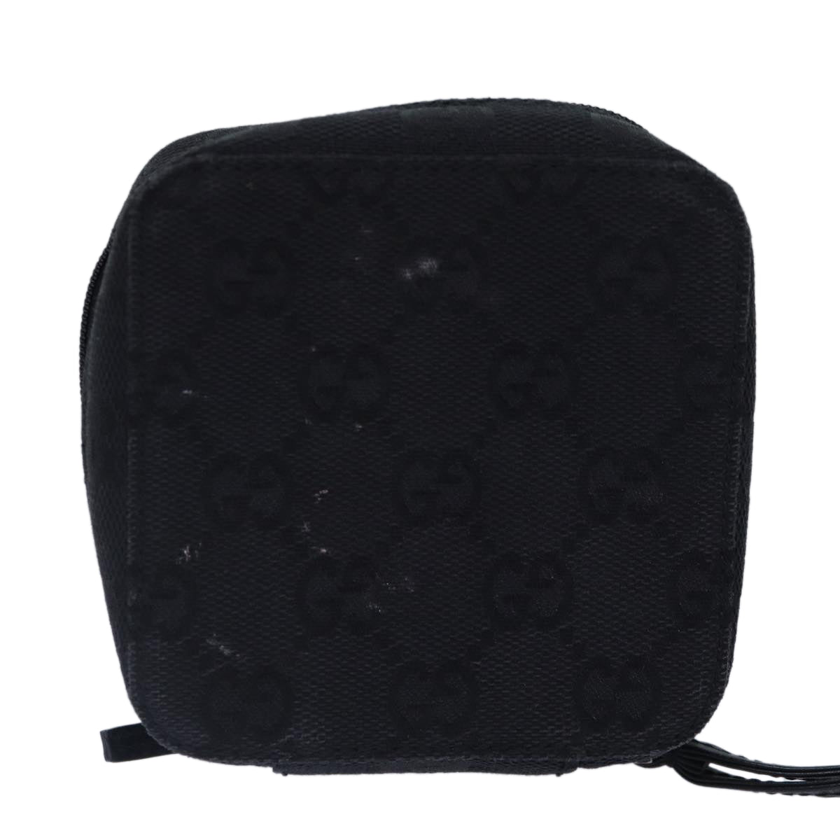 GUCCI GG Canvas Pouch Black Silver 039 1094 Auth 86678