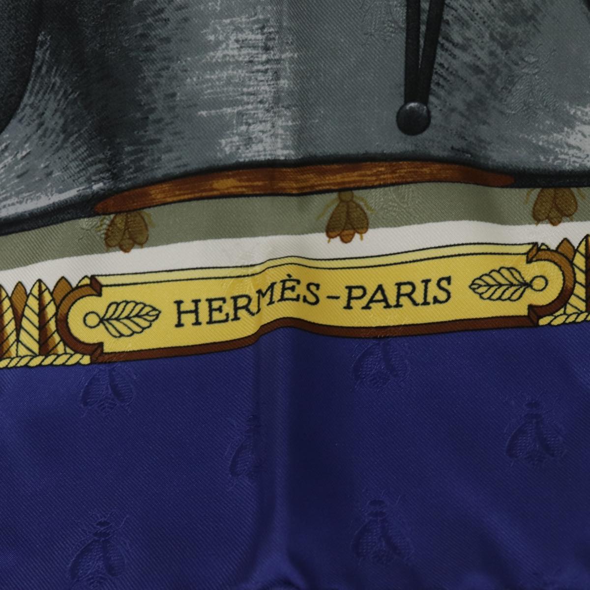 HERMES Carre 90 Scarf ""NAPOLEON"" Silk Blue White Auth 86703