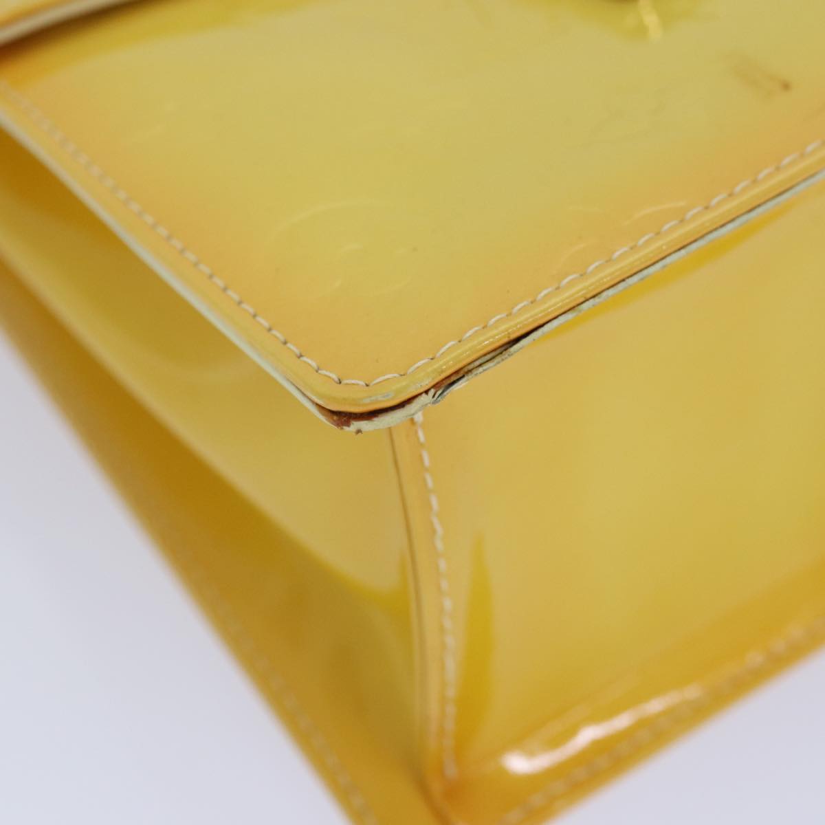 LOUIS VUITTON Monogram Vernis Spring Street Bag Lime Yellow M91068 Auth 86715