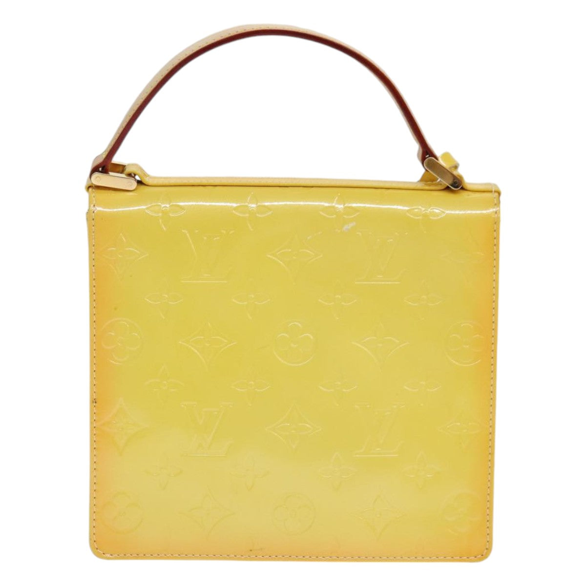 LOUIS VUITTON Monogram Vernis Spring Street Bag Lime Yellow M91068 Auth 86715