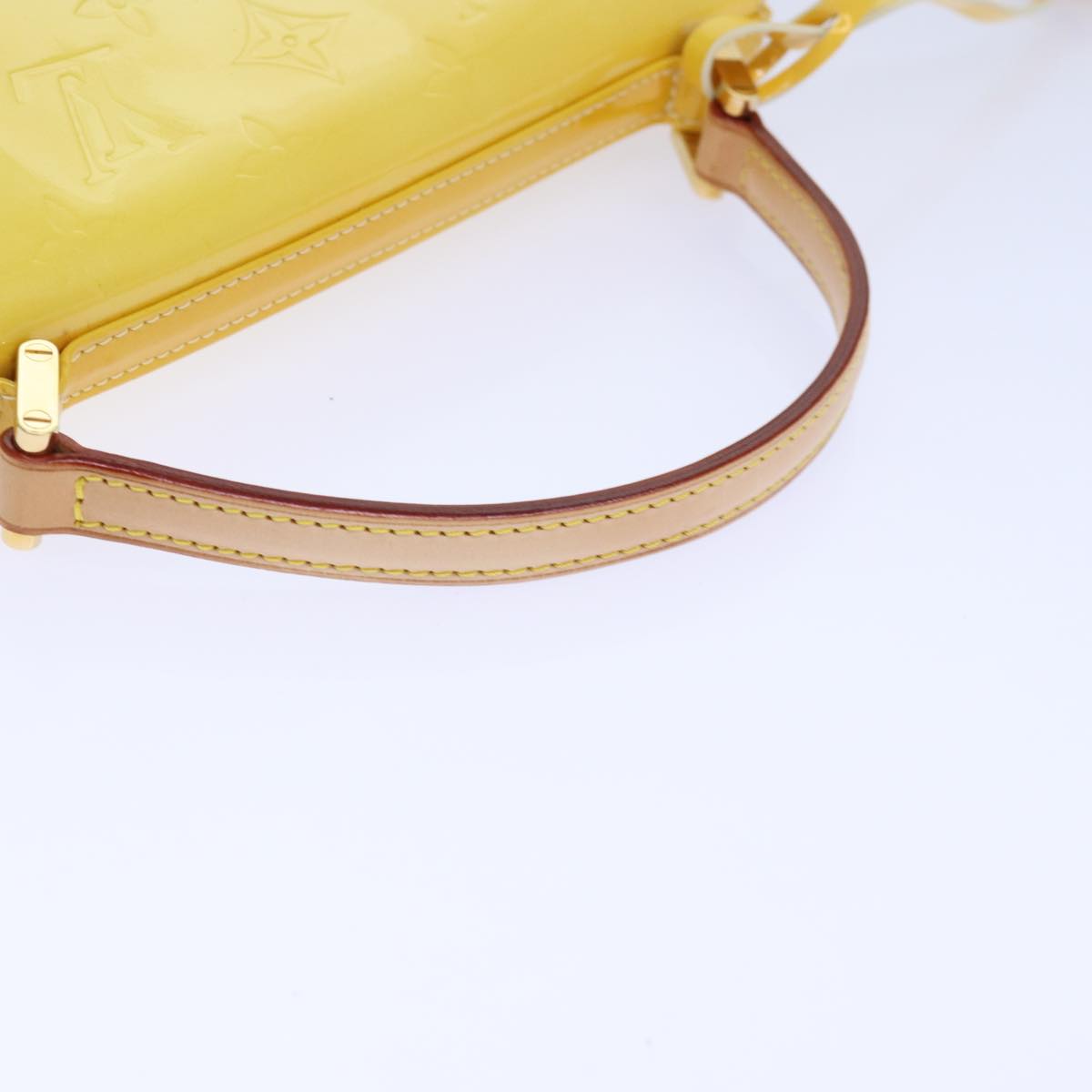 LOUIS VUITTON Monogram Vernis Spring Street Bag Lime Yellow M91068 Auth 86715